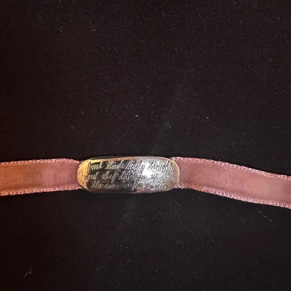 Girls velvet and silver bracelet engraved with Peter Pan quote